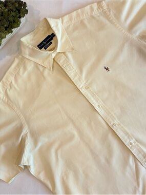 Polo Ralph Lauren Classic Fit Oxford Shirt XL Ivory Cream Short Sleeve Button Up